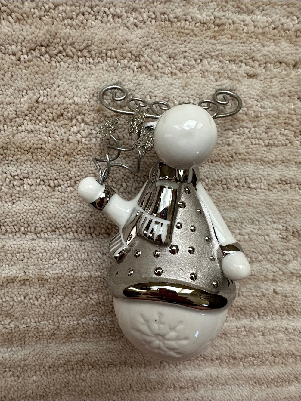 Pier 1 Imports Moose Figurine Silver White Ceramic Figurine 4.5